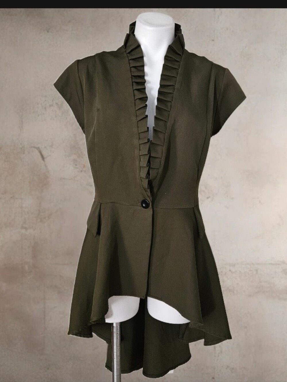 Scarlet Darkness Olive Ruffled V-Neck Peplum Top 2XL